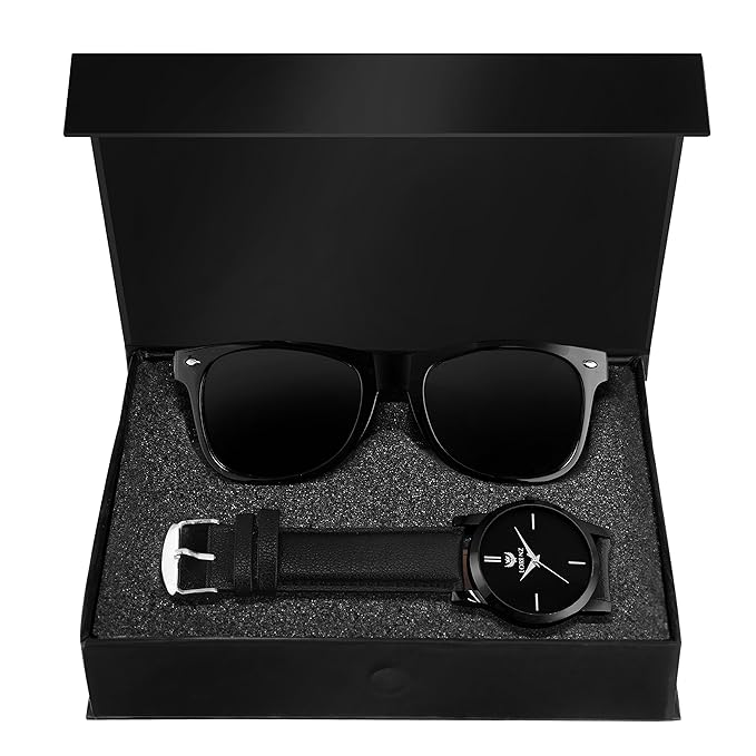 LORENZ Analogue Black Dial Men’s Watch & Black Sunglasses Combo for Men |Gift Combo Set for Men & Boys (CM-103SN)