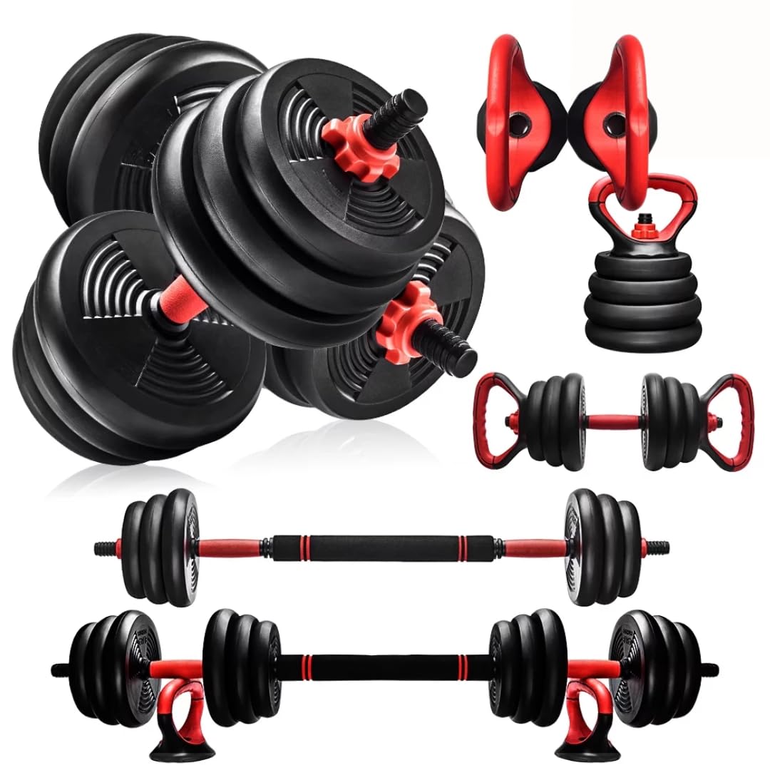Burnlab 6 in 1 multifunctional weight training kit – Dumbbells, Kettlebells, Barbells & Push up brackets in 1 | Adjustable Weights | Perfect for Full Body Workout for Men & Women