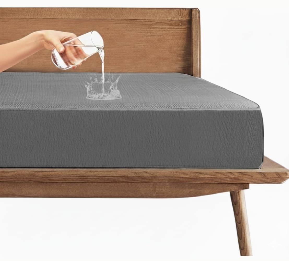 Trance 100% Waterproof Premium Mattress Protector for Double Bed King Size 78×72 Inches | Cotton Feel Mattresses Cover | Elastic Fitted | Fits Upto 10 Inch | Bed Protector Cover (78″x72″ King Grey)